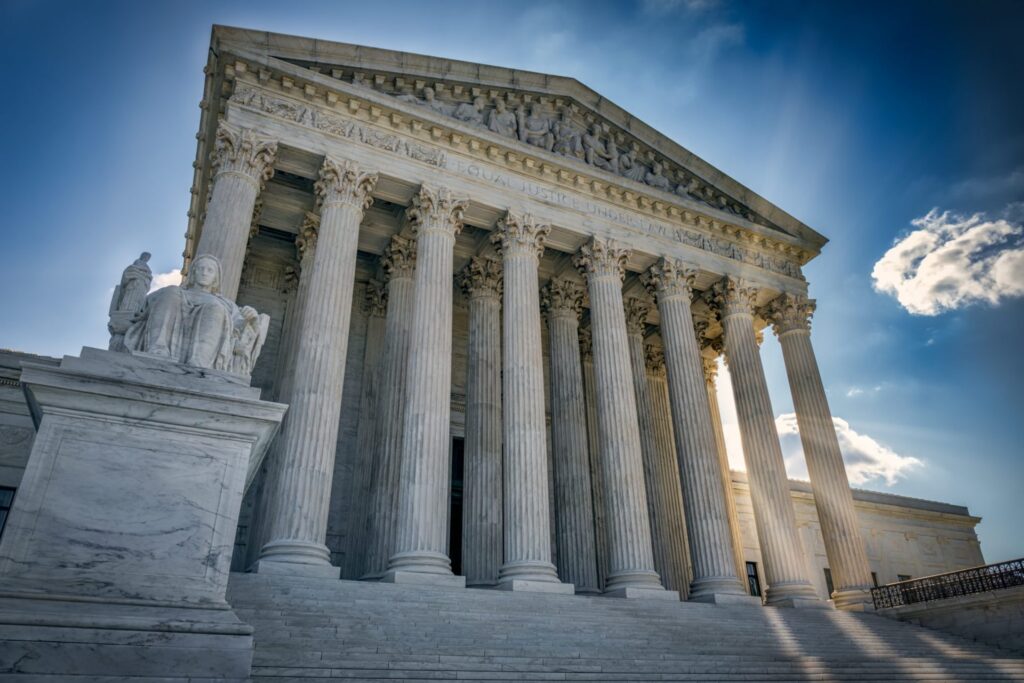 The outside of the U.S. Supreme Court, representing how one can benefit from calling a Portland criminal defense lawyer.
